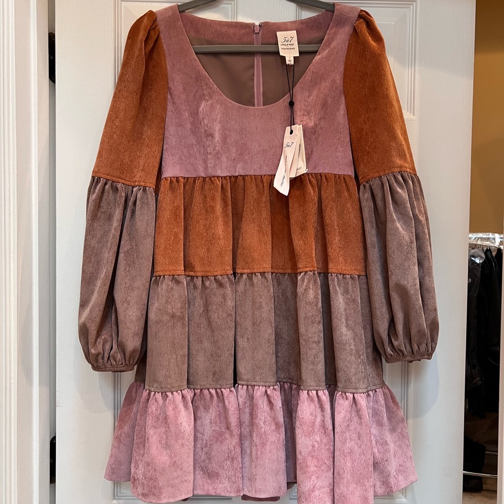 Cinq à Sept Multicolor Tiered Midi Dress